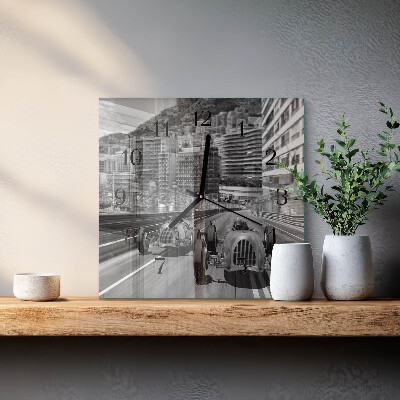 Wanduhr aus glas Rennwagen