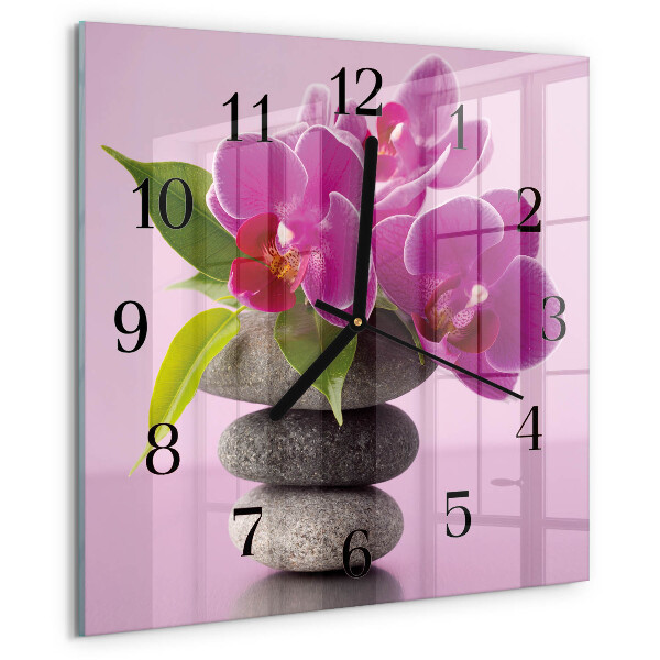 Wanduhr aus glas Orchidee