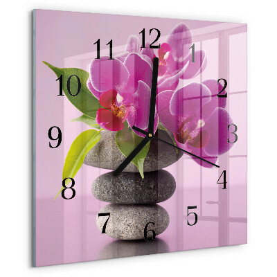 Wanduhr aus glas Orchidee