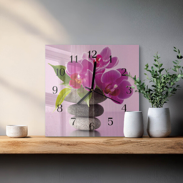Wanduhr aus glas Orchidee