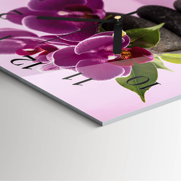 Wanduhr aus glas Orchidee