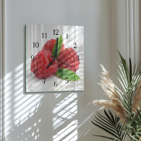 Wanduhr aus glas Himbeeren