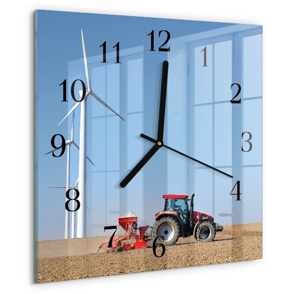 Wanduhr aus glas Traktorenfeld
