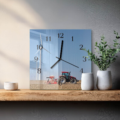 Wanduhr aus glas Traktorenfeld