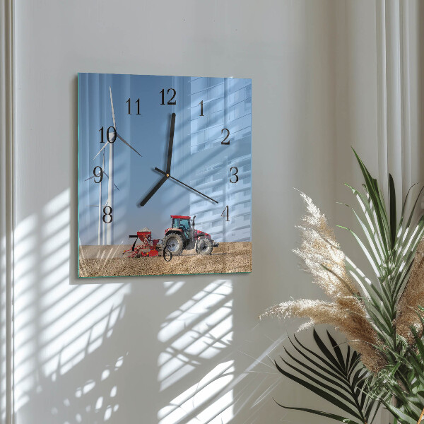 Wanduhr aus glas Traktorenfeld