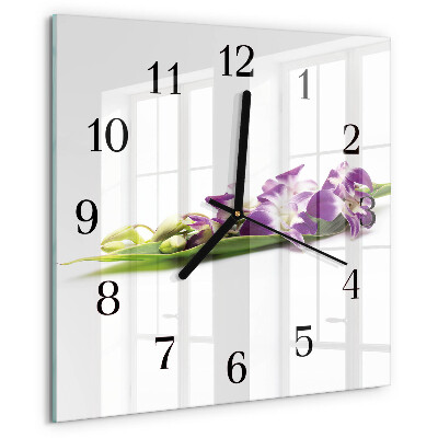 Wanduhr aus glas Blumen