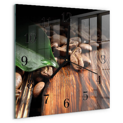 Wanduhr aus glas Kaffeebohnen