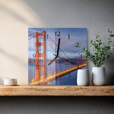 Wanduhr aus glas Golden Gate