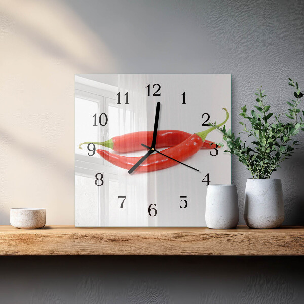 Wanduhr aus glas Chili-Pfeffer