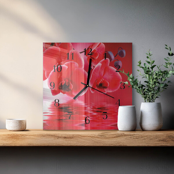 Wanduhr aus glas Orchidee