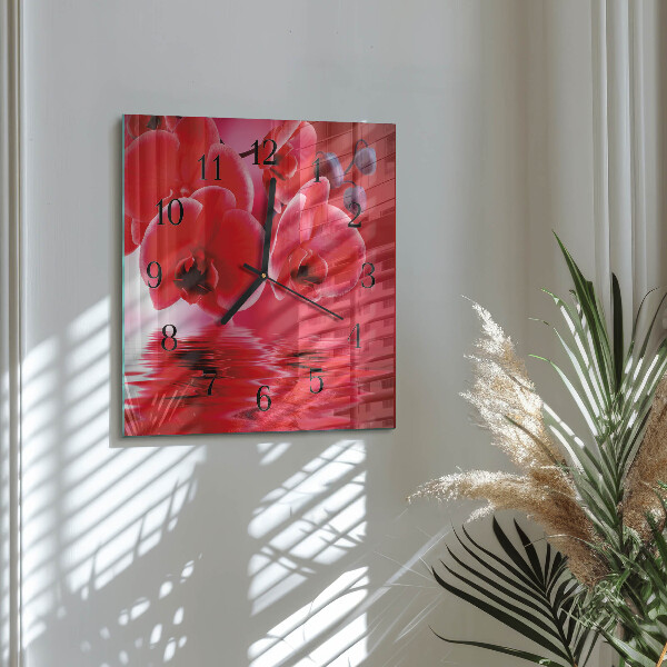 Wanduhr aus glas Orchidee