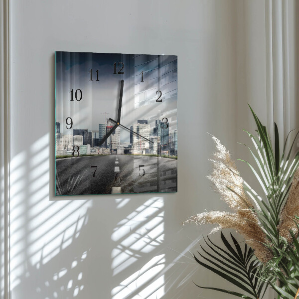 Wanduhr aus glas Road City