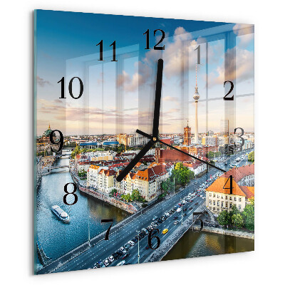 Wanduhr aus glas Stadt Fluss
