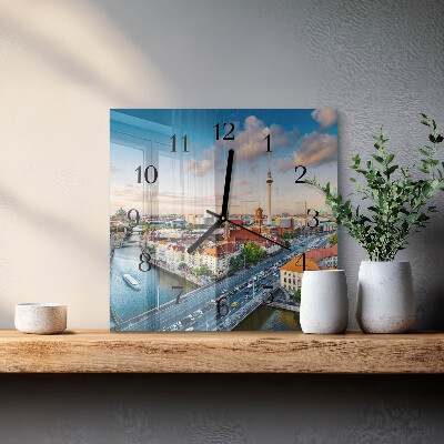 Wanduhr aus glas Stadt Fluss