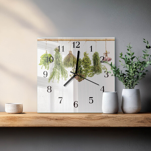 Wanduhr aus glas Kräuter