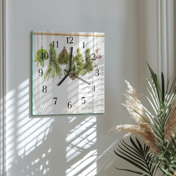 Wanduhr aus glas Kräuter