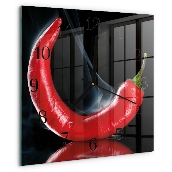 Wanduhr aus glas Chili-Pfeffer
