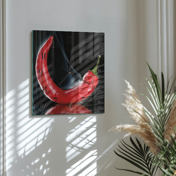 Wanduhr aus glas Chili-Pfeffer