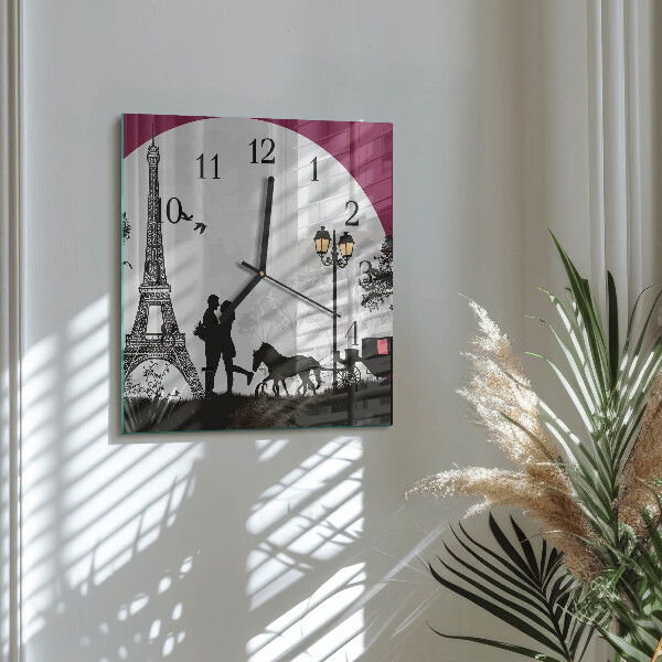 Wanduhr aus glas Liebe zu Paris