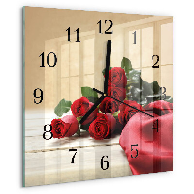 Wanduhr aus glas Rosen