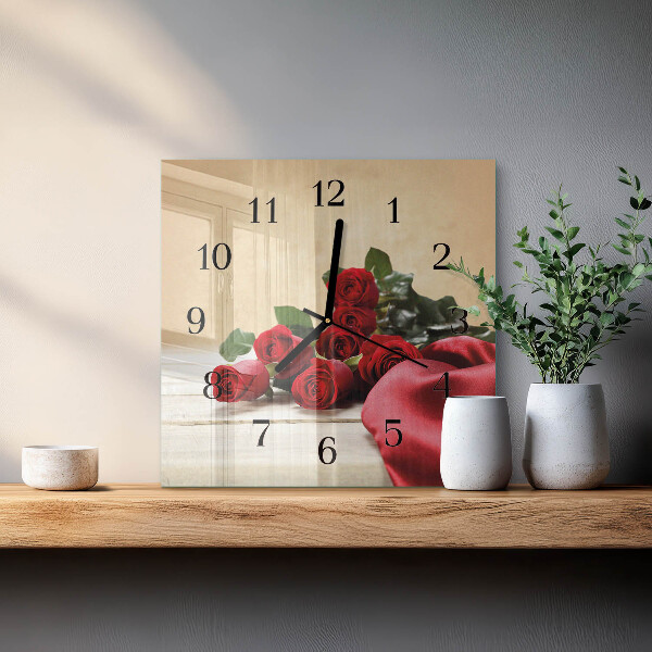 Wanduhr aus glas Rosen