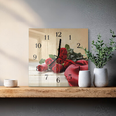 Wanduhr aus glas Rosen