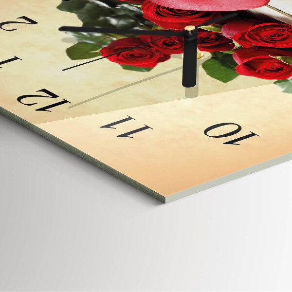 Wanduhr aus glas Rosen