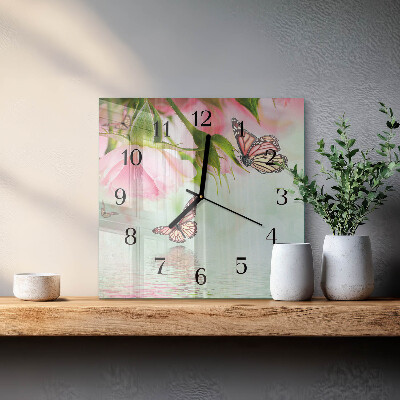 Wanduhr aus glas Schmetterlinge