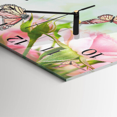 Wanduhr aus glas Schmetterlinge