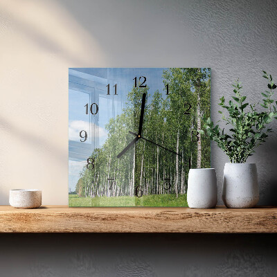 Wanduhr aus glas Birken