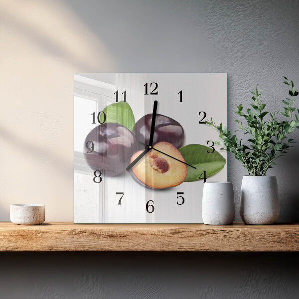 Wanduhr aus glas Pflaumen
