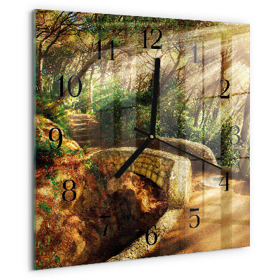 Wanduhr aus glas Waldbrücke