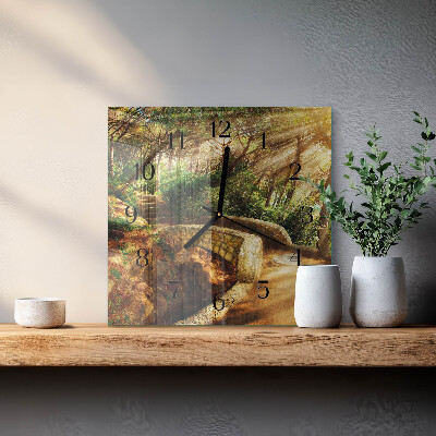 Wanduhr aus glas Waldbrücke