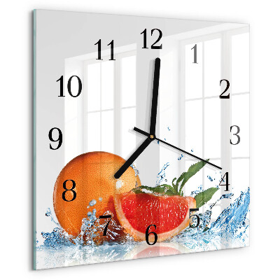 Wanduhr aus glas Grapefruit