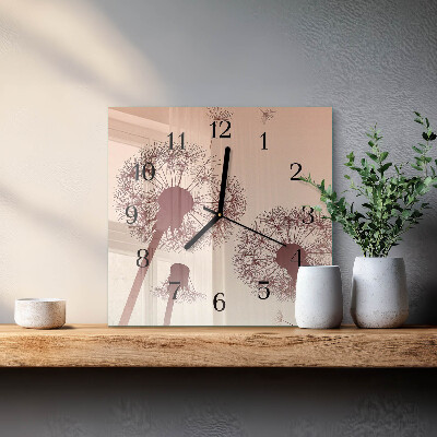Wanduhr aus glas Löwenzahn