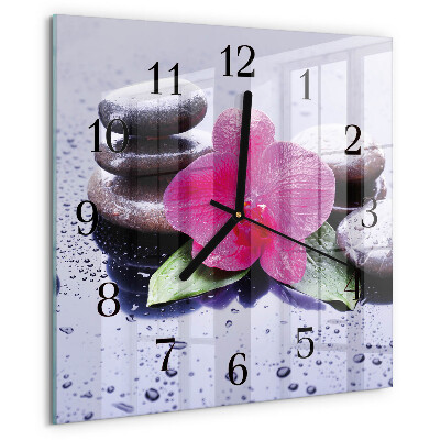 Wanduhr aus glas Orchidee