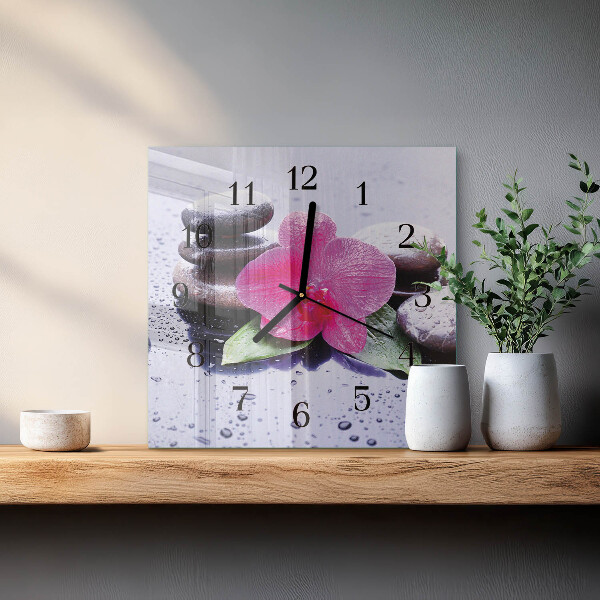 Wanduhr aus glas Orchidee