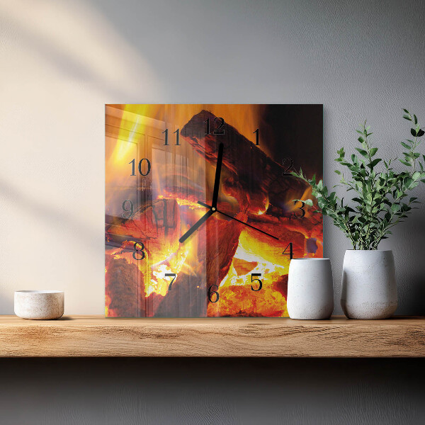 Wanduhr aus glas Feuer