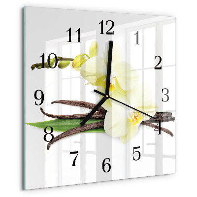 Wanduhr aus glas Vanilleorchidee