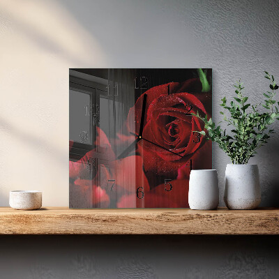 Wanduhr aus glas Rose
