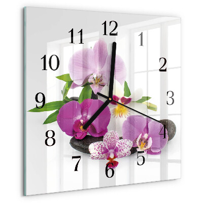 Wanduhr aus glas Orchidee