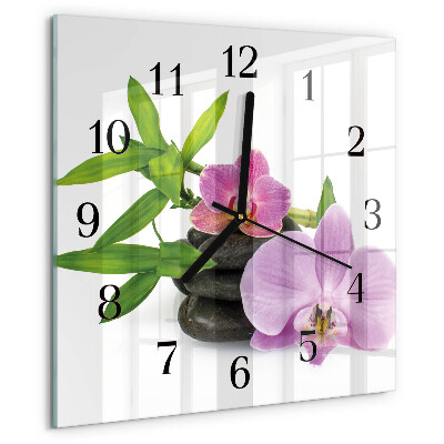 Wanduhr aus glas Orchidee