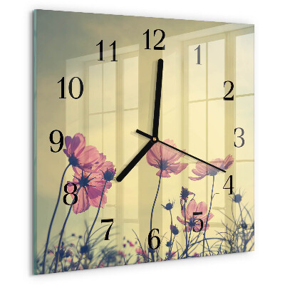 Wanduhr aus glas Blumen