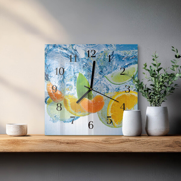 Wanduhr aus glas Zitruspflanze