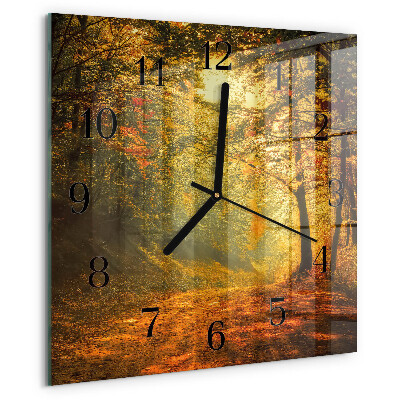Wanduhr aus glas Herbst im Wald