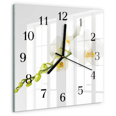 Wanduhr aus glas Orchidee