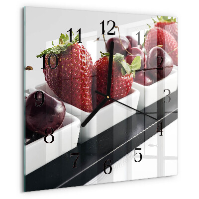 Wanduhr aus glas Erdbeeren