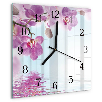 Wanduhr aus glas Orchidee