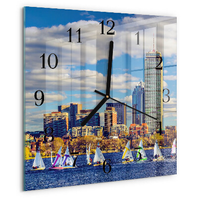 Wanduhr aus glas Segelboote