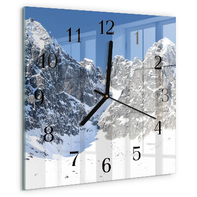 Wanduhr aus glas Berge Winter